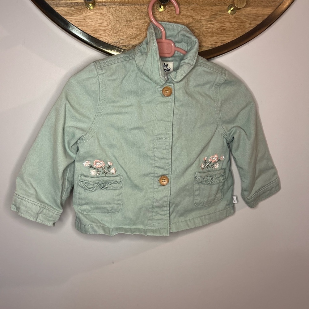 5 for $30 OshKosh B'gosh Light Green Jean Jacket with Floral Embroidery​